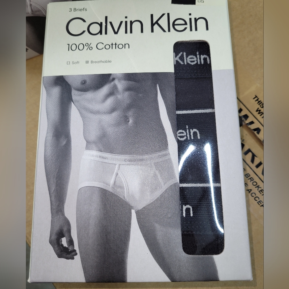 Calvin Klein Black 3-pack Cotton Stretch Hip Briefs Underwear Large 36"-38" New